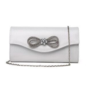 2953 Evening Handbag Shiny Crystal Bow Flap Clutch Purse Wedding Party Prom